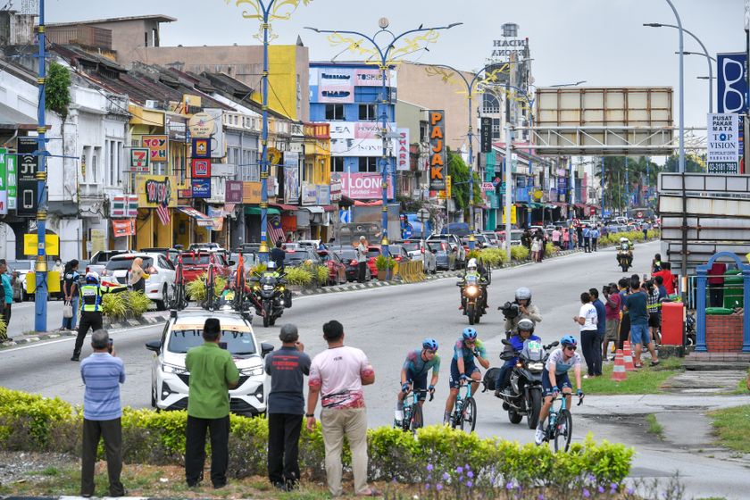 The three XDS-Astana teammates of Aaron Gate, Lev Gonov and Nicolas Vinokurov out front together in stage 6 of Petronas Le Tour de Langkawi