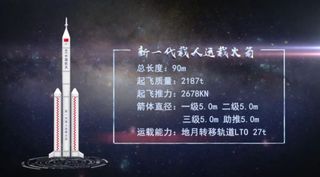 A render of, and details about, China's new-generation crew launch vehicle, which is designed to fly astronauts to the moon.