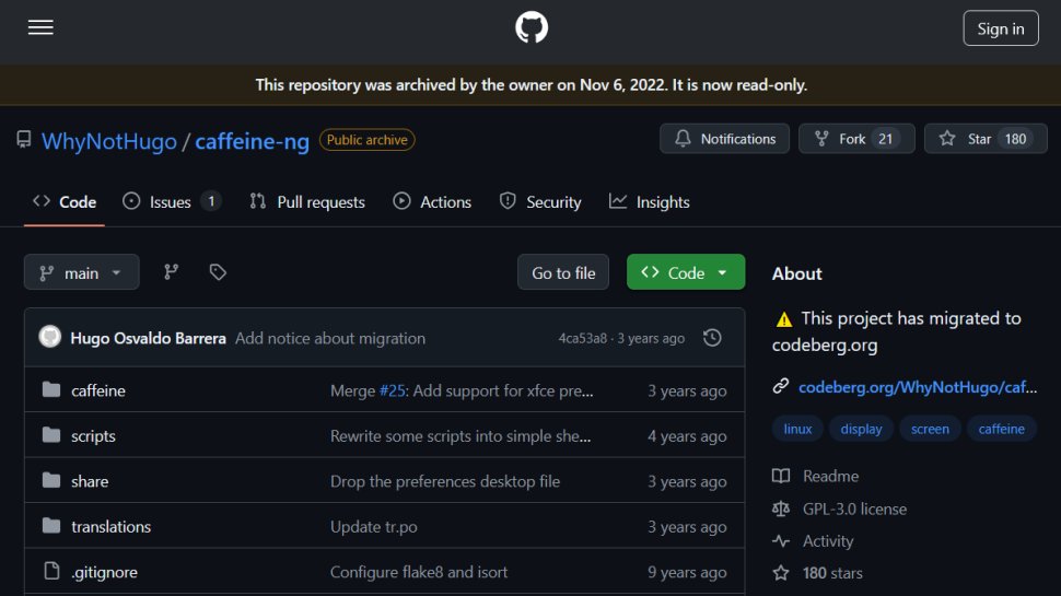Caffeine website screenshot (May 2025).