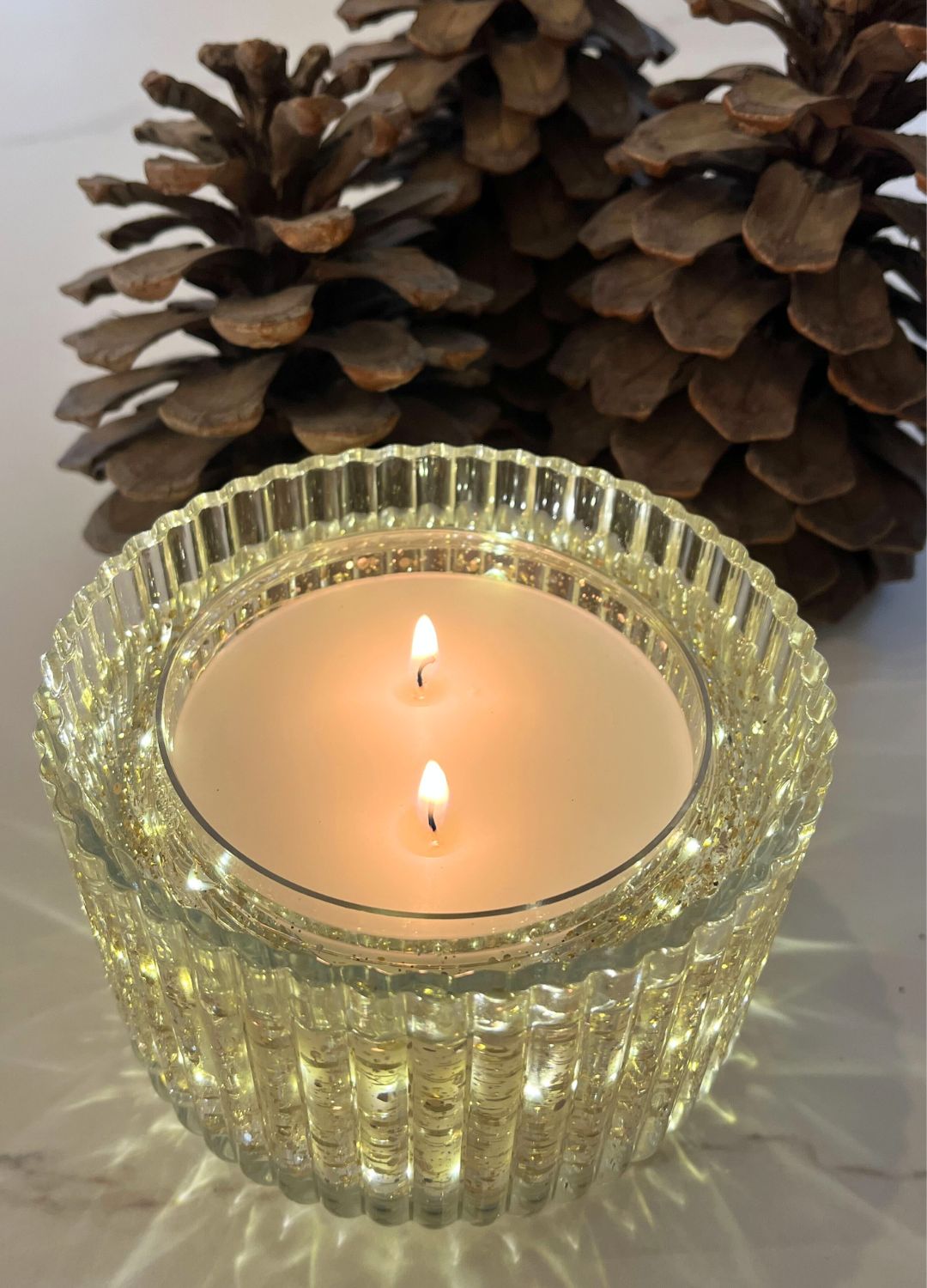 picture of light up candle on kitchen counter