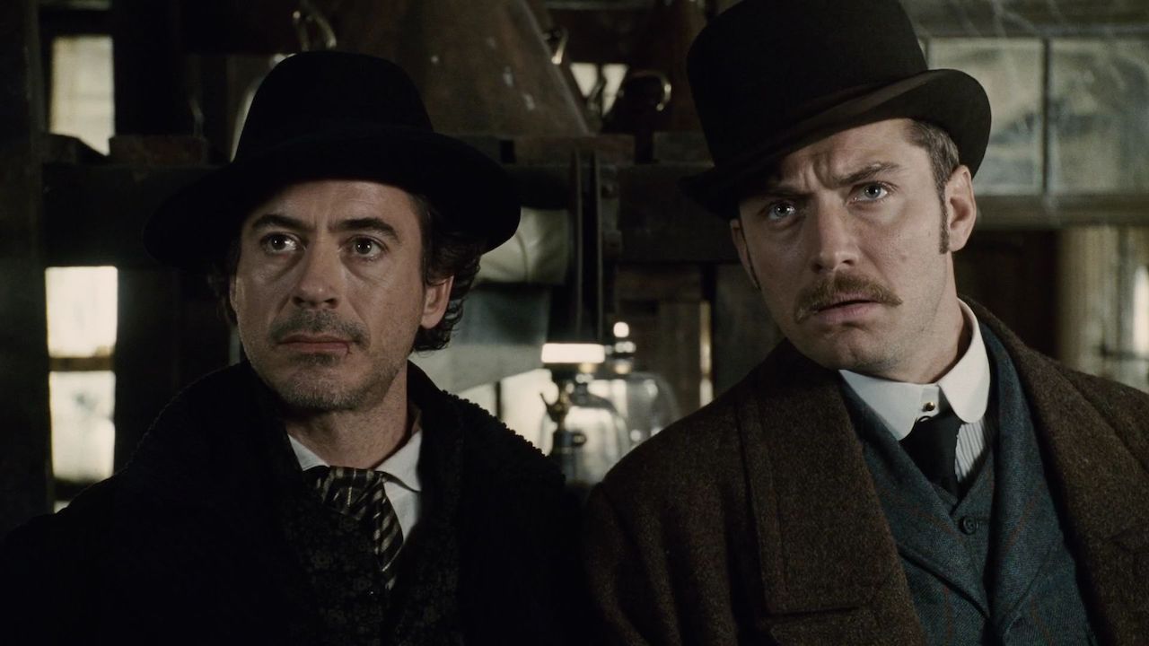 Robert Downey Jr. y Jude Law como Sherlock y Watson en Sherlock Holmes