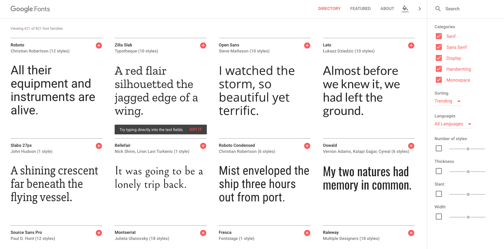 Free graphic design software: Google Web Fonts