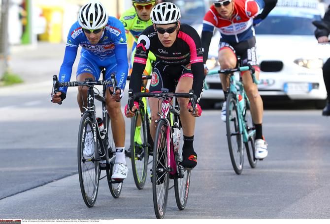 The breakaway: Silvio Giorni (Area Zero Pro Team), Daniele Colli (Neri Sottoli - Yellow Fluo), Riccardo Donato (MG Kvis - Trevigiani) and Johnny Hoogerland (Androni Giocattoli)
