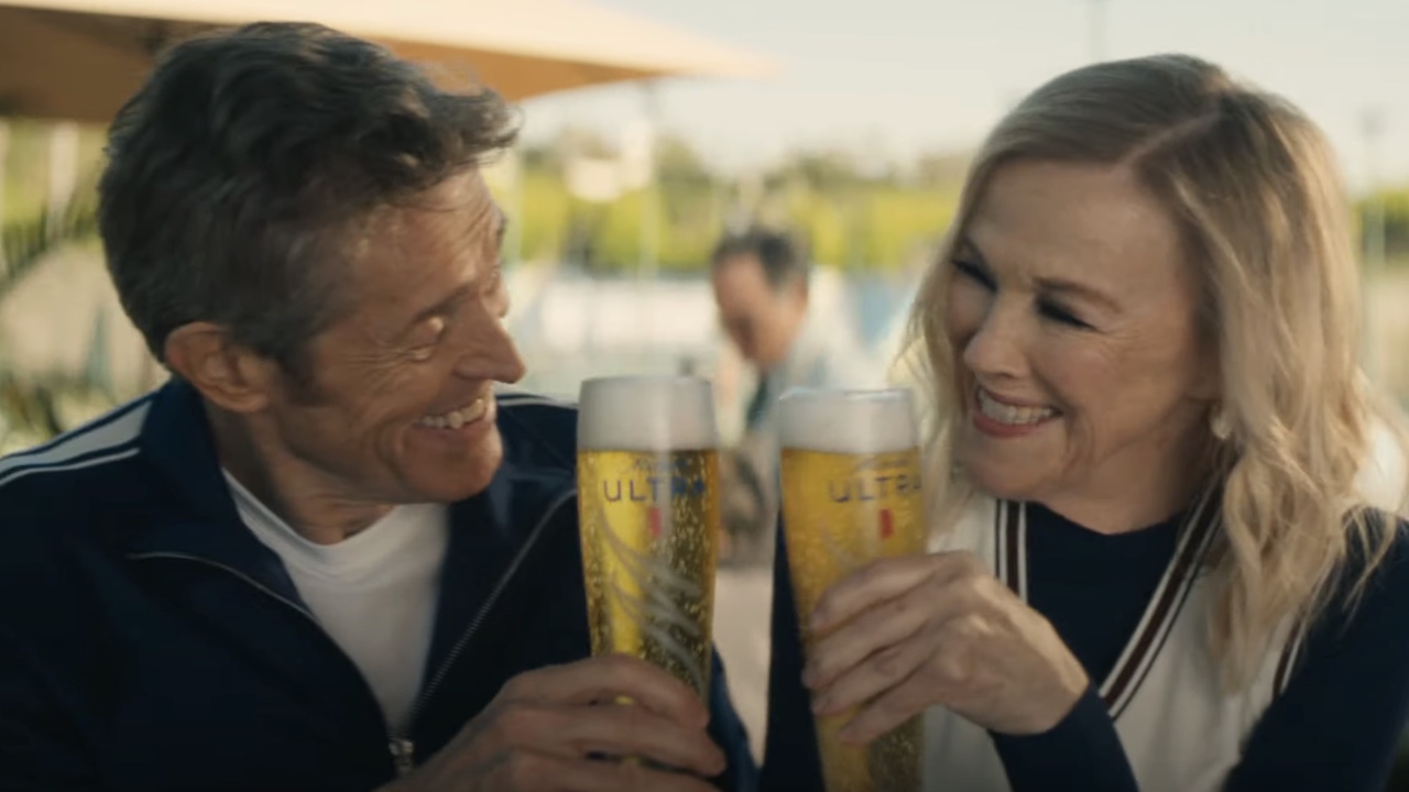 Catherine O'Hara and Willem Dafoe in Michelob Ultra Super Bowl LIX ad