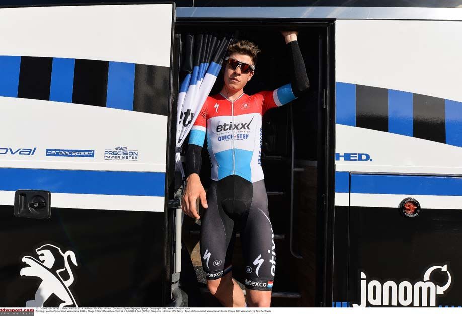 Bob Jungels comes out of the team bus