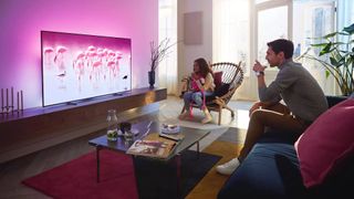 The Philips OLED 806 in a living room.