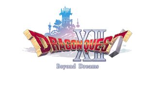 A title logo that says "Dragon Quest XII: Beyond Dreams" against a white background with a picture of medieval castle next to it.