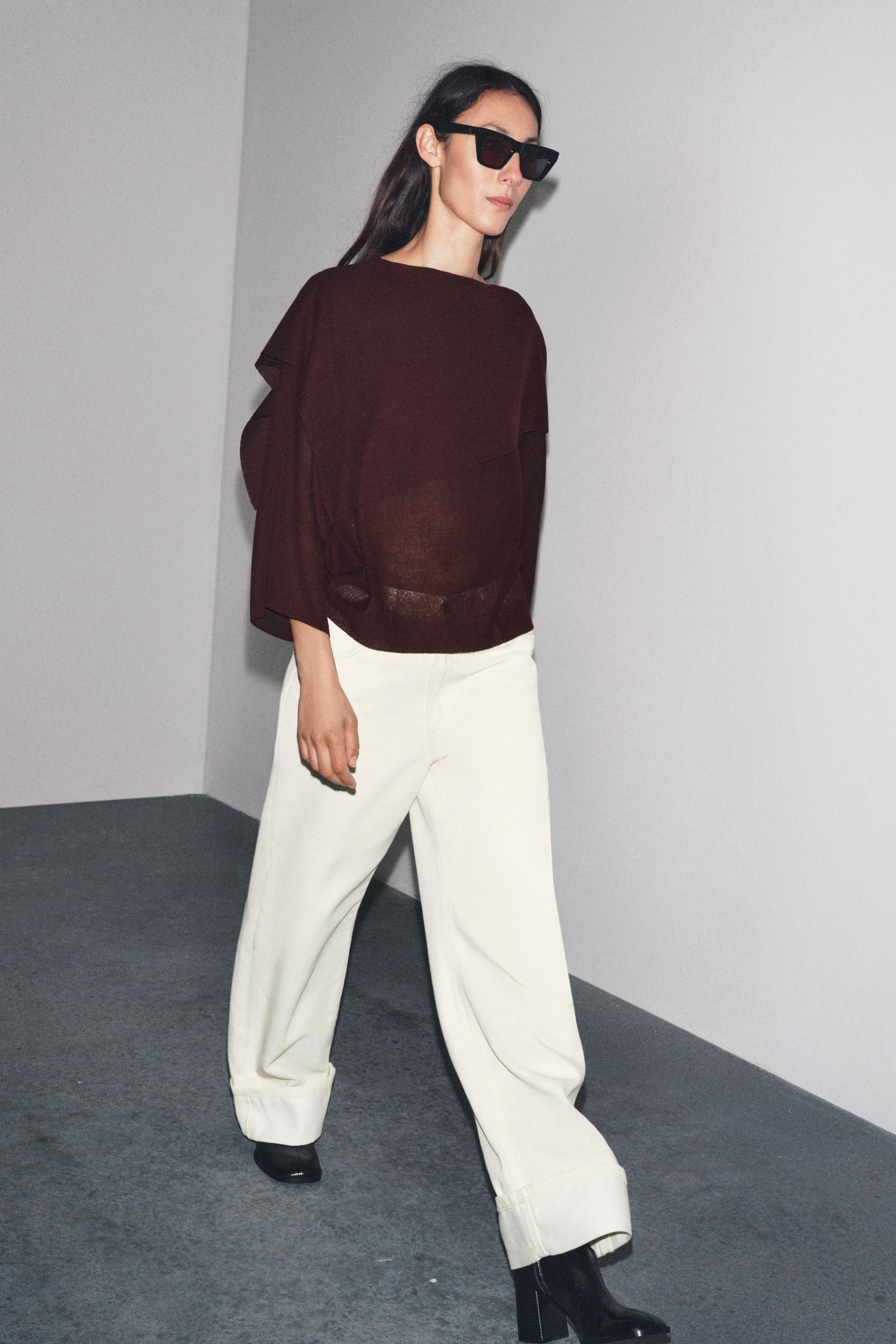 Plain Knit Cape Jumper
