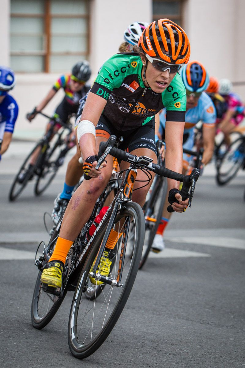 Annie Ewart (Optum) stays near the front of the group.