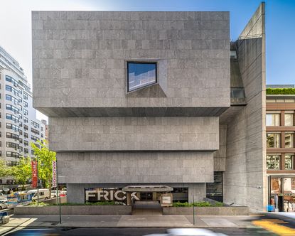 part of breuer building concrete facade