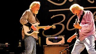 Meeting of the spirits: Jimmy Herring [left] and John McLaughlin in action in 2017