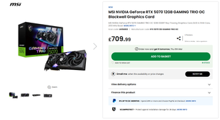 MSI RTX 5070 at Scan UK pricing