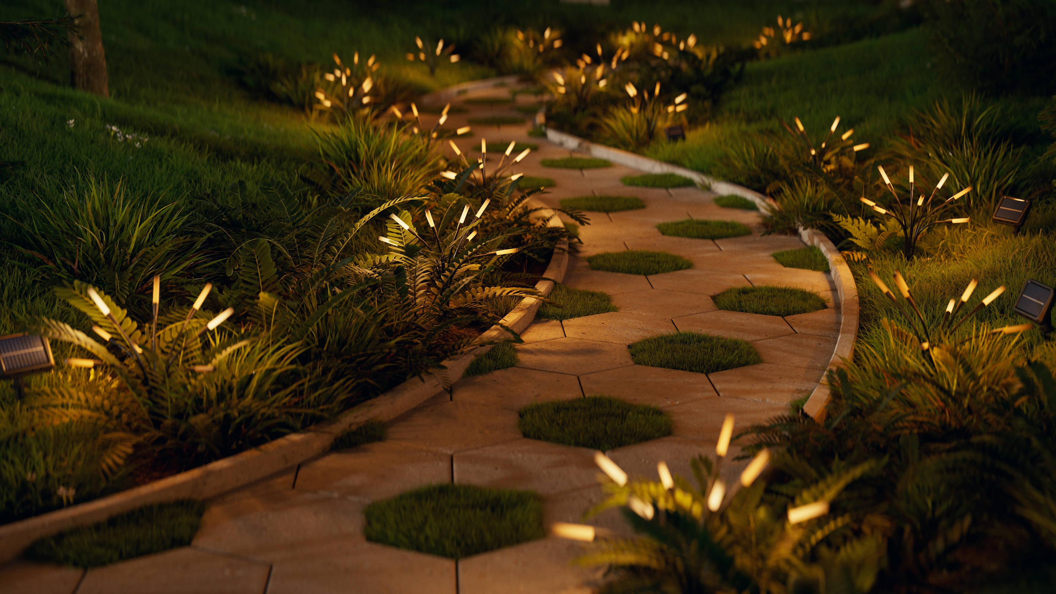 Nanoleaf Solar Garden Lights beside path