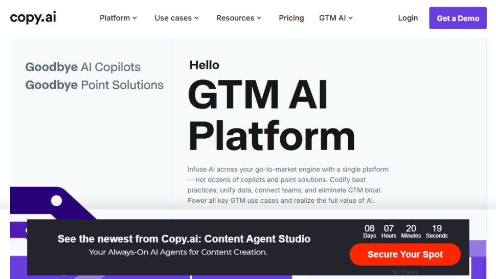 CopyAI website screenshot (June 2025)
