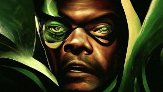 Secret Invasion AI art of Skrull and Nick Fury faces melding