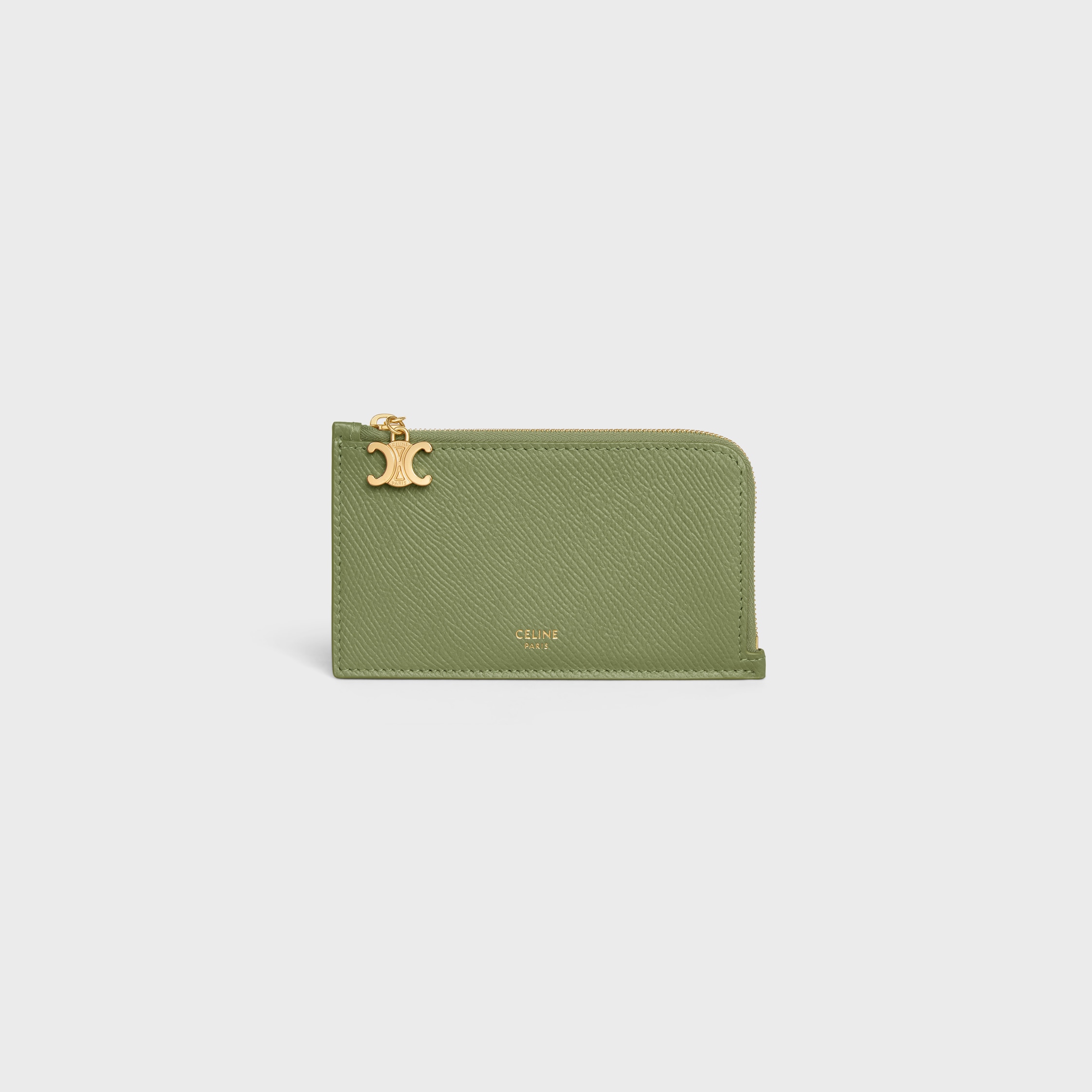 Long Zipped Card Holder in Grained Calfskin