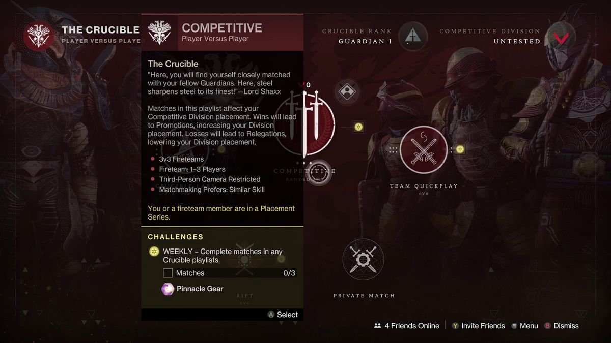 All Destiny 2 competitive ranks in the ranked Crucible playlist