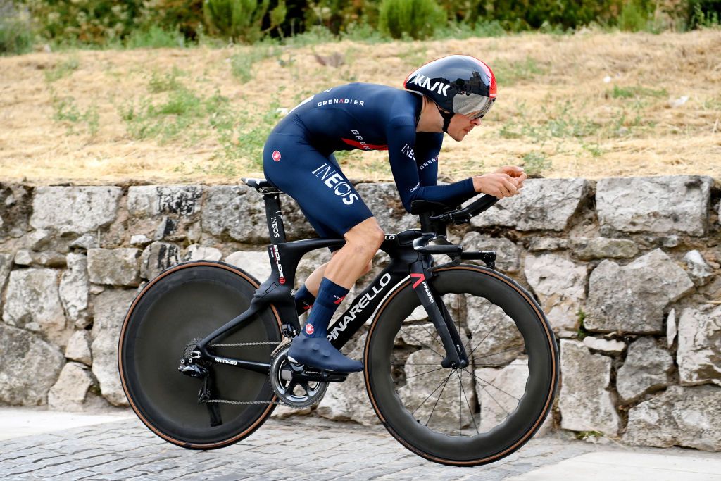BURGOS SPAIN AUGUST 14 Thomas Pidcock of United Kingdom and Team INEOS Grenadiers competes during the 76th Tour of Spain 2021 Stage 1 a 71km individual time trial from Burgos Catedral de Santa Mara to Burgos lavuelta LaVuelta21 CapitalMundialdelCiclismo catedral2021 on August 14 2021 in Burgos Spain Photo by Stuart FranklinGetty Images
