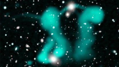 The two ghostly figures, which appear to be dancing with each other, were first spotted during the pilot survey conducted by the Australian Square Kilometre Array Pathfinder radio telescope.