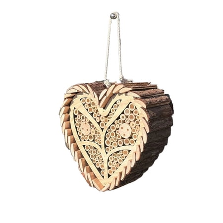 Heart-Shaped Wooden Bee House With Bamboo Tubes Bee Hive Hanging Insect Hotel for Pollinators ,beekeeping Dedicated Heart-Shaped Wooden Bee House With Bamboo Tubes Bee Hive Hanging Insect Hotel for Pollinators ,beekeeping Dedicated