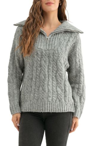 Cable Stitch Quarter Zip Sweater