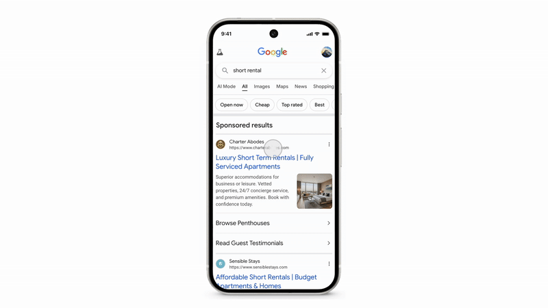 Hiding sponsored results in Google Search