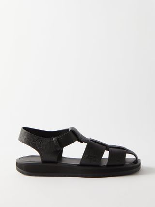 Caged grained-leather sandals
