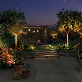 smart lighting garden lighting at night landscaped Innr