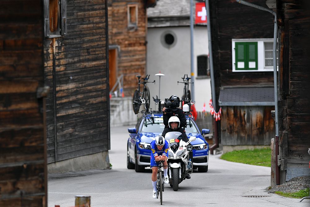 Yves Lampaert (Deceuninck-QuickStep) winning the stage 8 time trial at Tour de Suisse