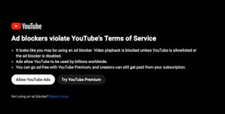 youtube anti ad block warning message