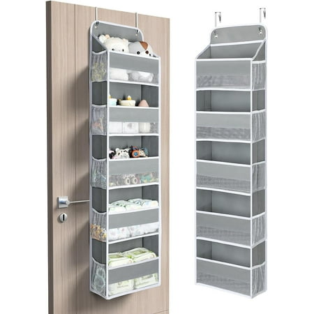 Over Door Hanging Organizer, Yecaye 1 Pack Hanging Storage Shelves 5 Pockets for Bathroom, Gray