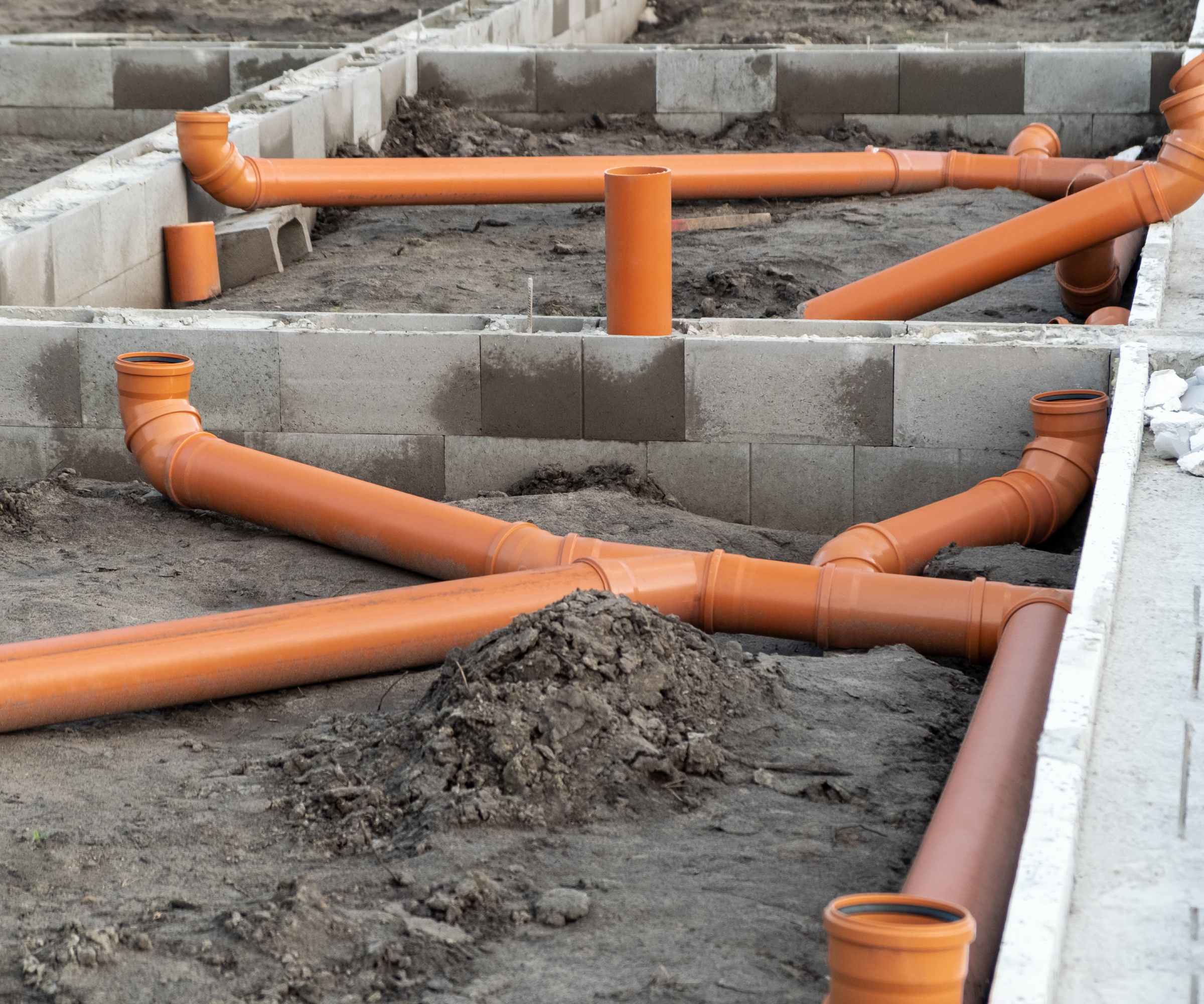 pipework in foundations of build