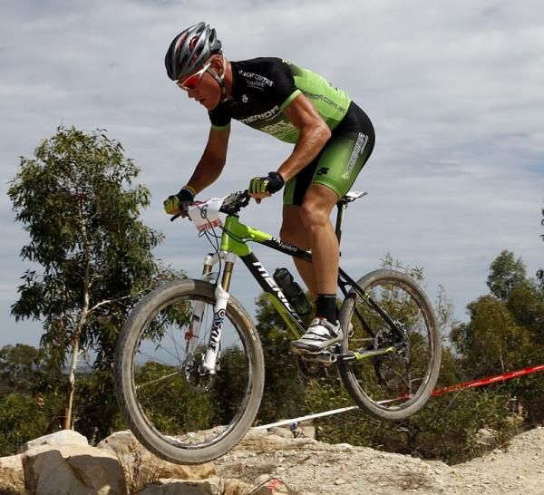 Chris Jongewaard caught some air on the 4X section of the course