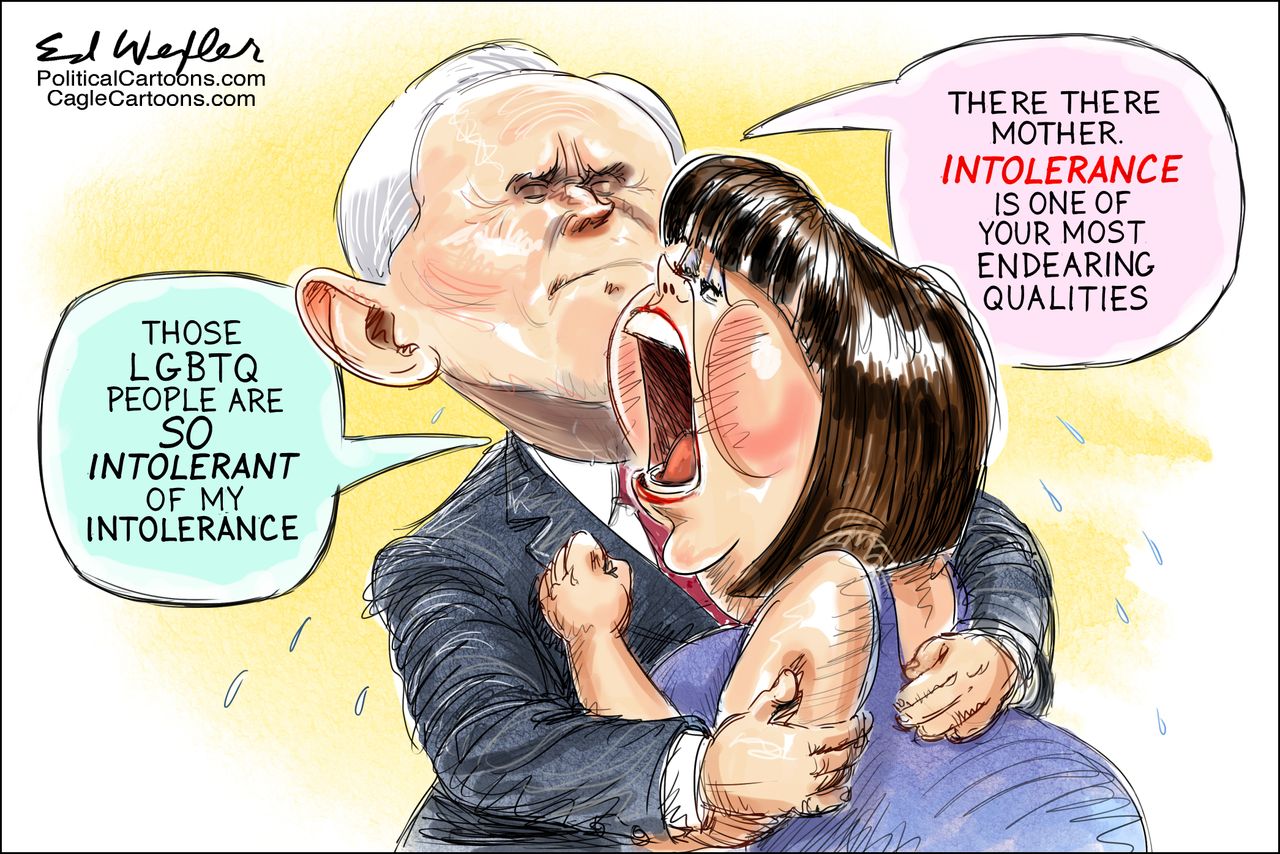 Political cartoon U.S. Mike Karen Pence LGBTQ school&amp;amp;nbsp;