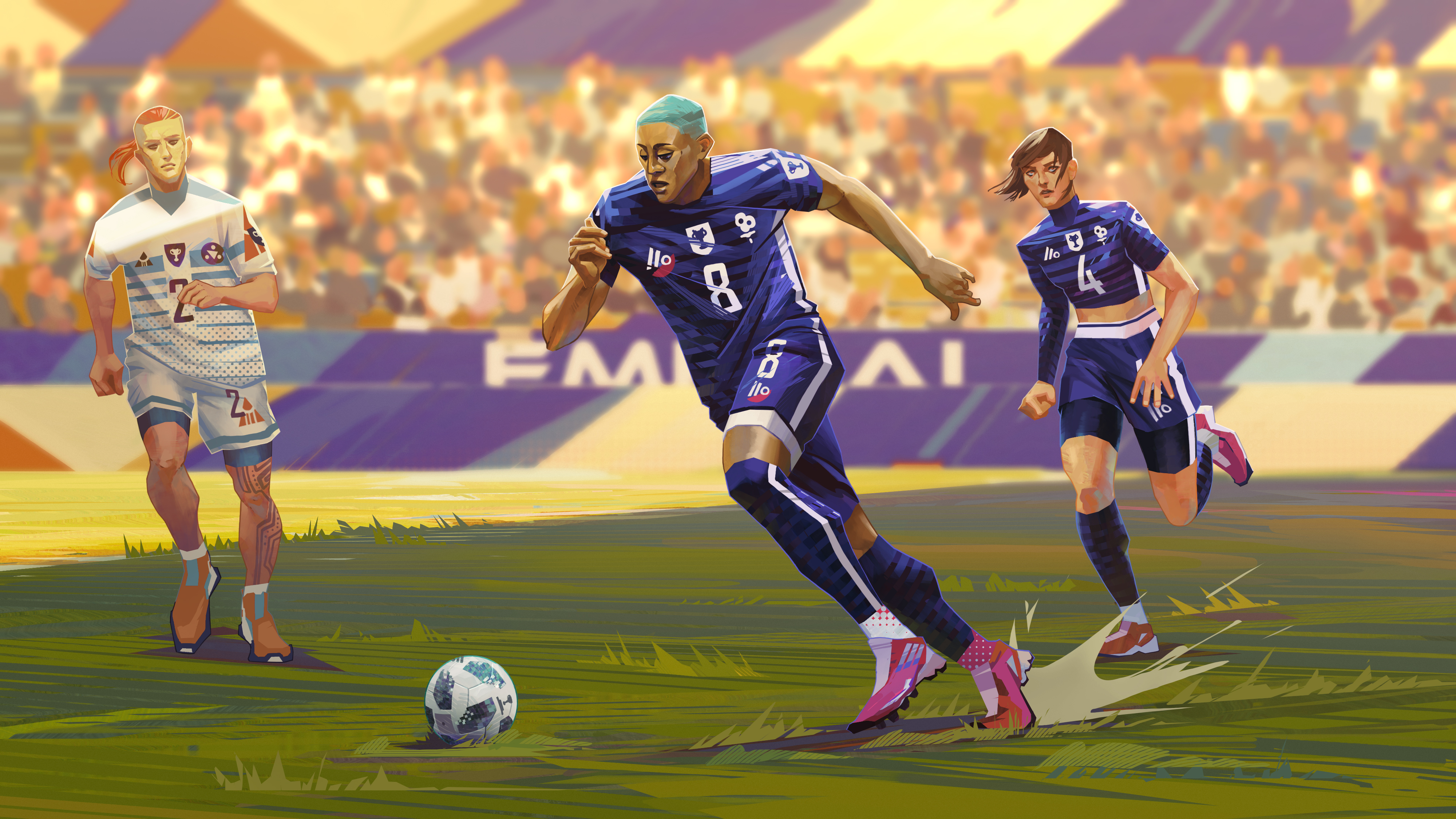 Rematch interview; screens and art for a cartoon football game