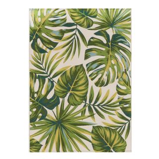 Tropical leaf print outdoor rug