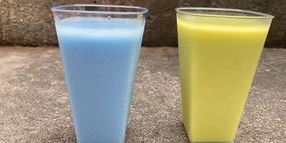 Blue and Green milk at Star Wars: Galaxy's Edge