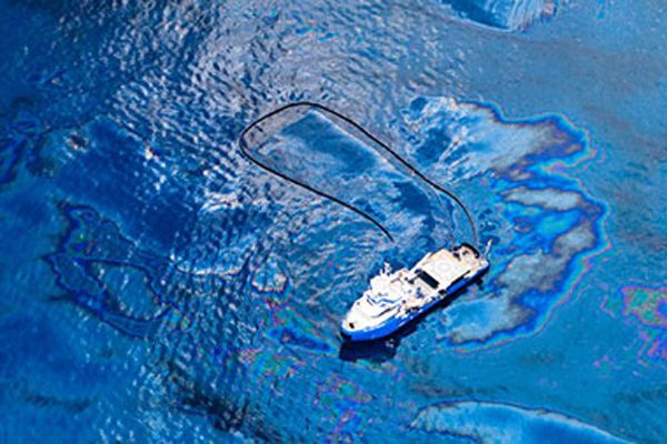 Boat in Oily Gulf of Mexico