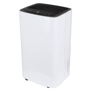 white dehumidifier with black top grille