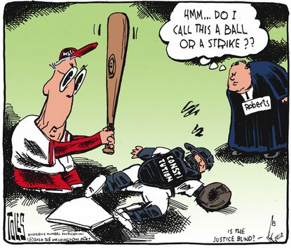 Political Cartoon U.S. Mitch McConnell Justice Roberts constitution baseball umpire