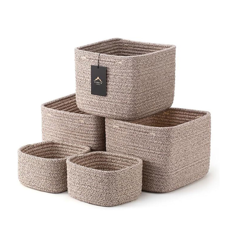 Amazon, 5-Pack Storage Cubes Woven Rope Baskets