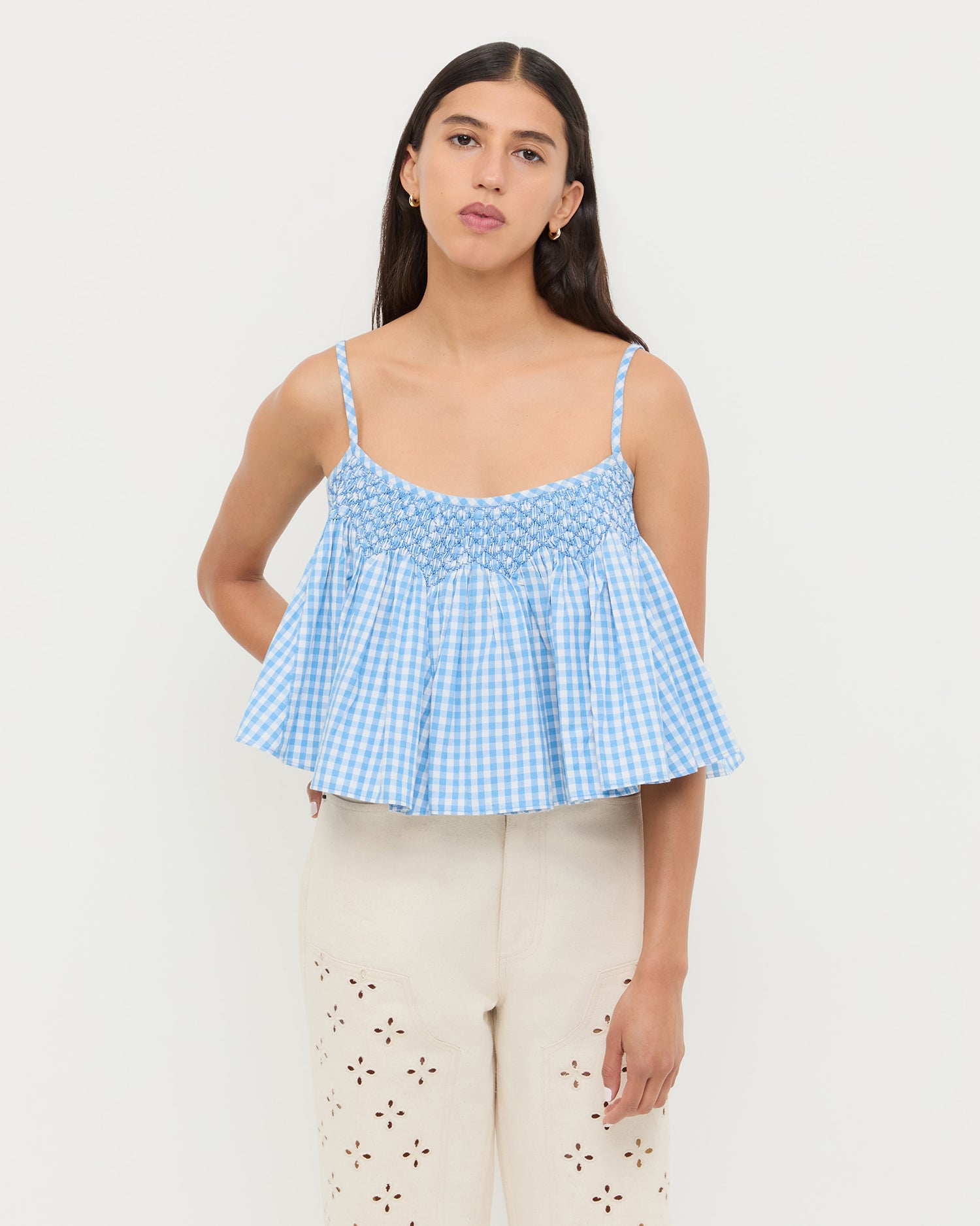 Nola Top - Blue Gingham / Xxs