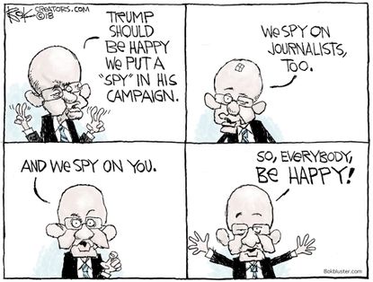 Political cartoon US Trump James Clapper spy journalists