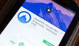The NordVPN Google Play page displayed on an Android phone.
