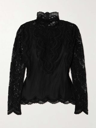 Lace and Satin Turtleneck Top