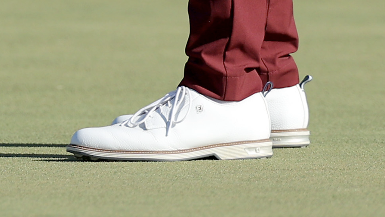 A close up of Grayson Murray's FootJoy Premiere Series Field shoes