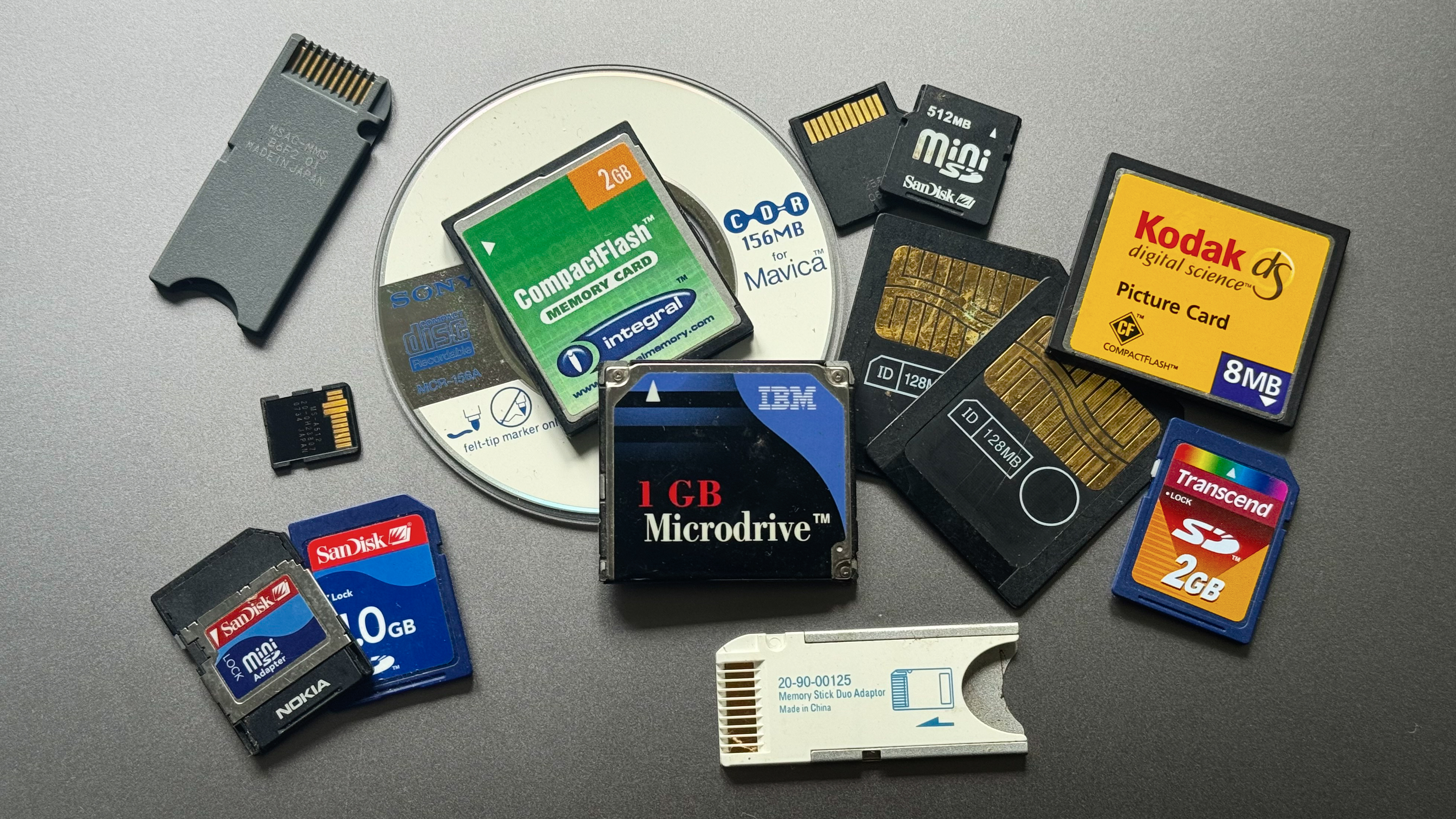 Pile of old camera memory cards
