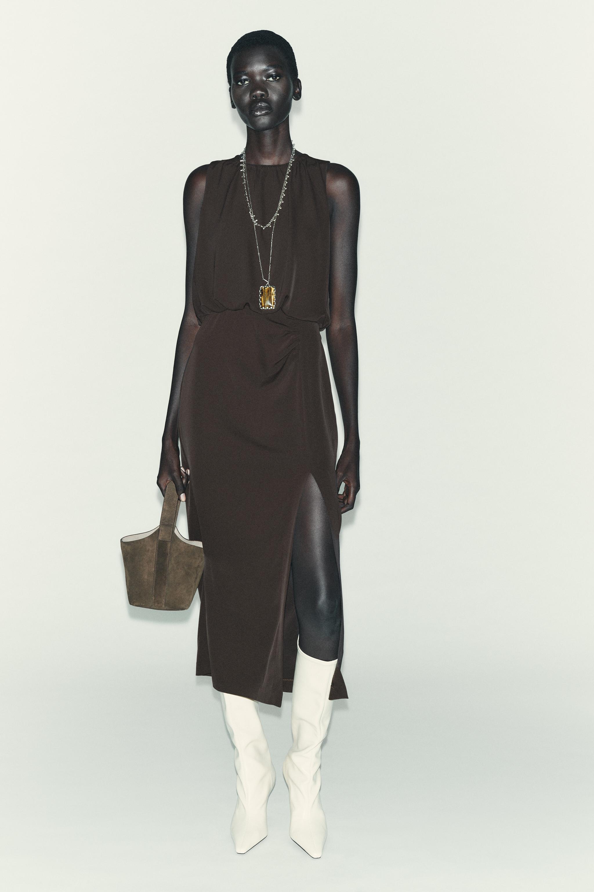 Gathered Waist Midi Dress
