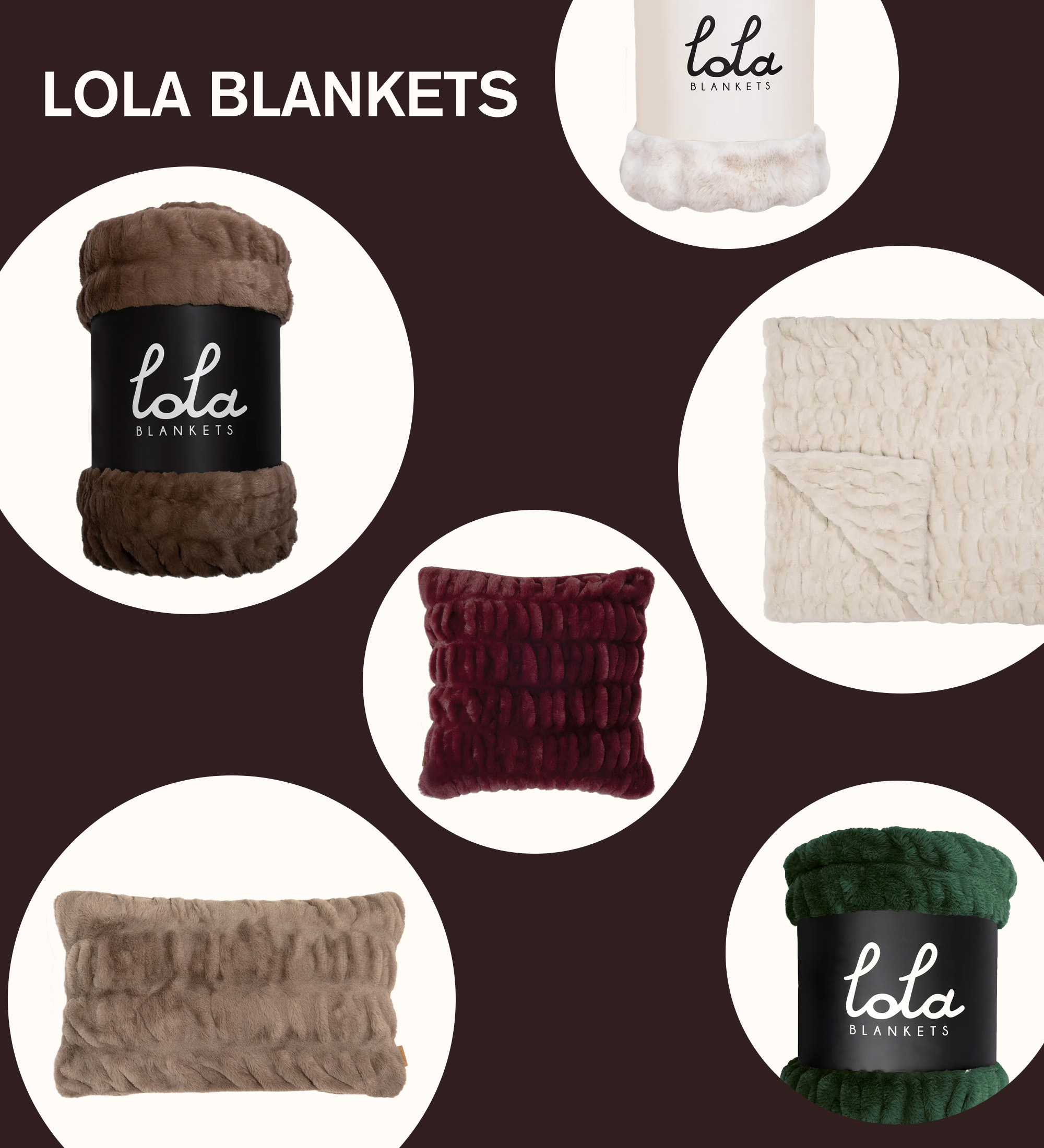 Collage of Lola Blanket Products
