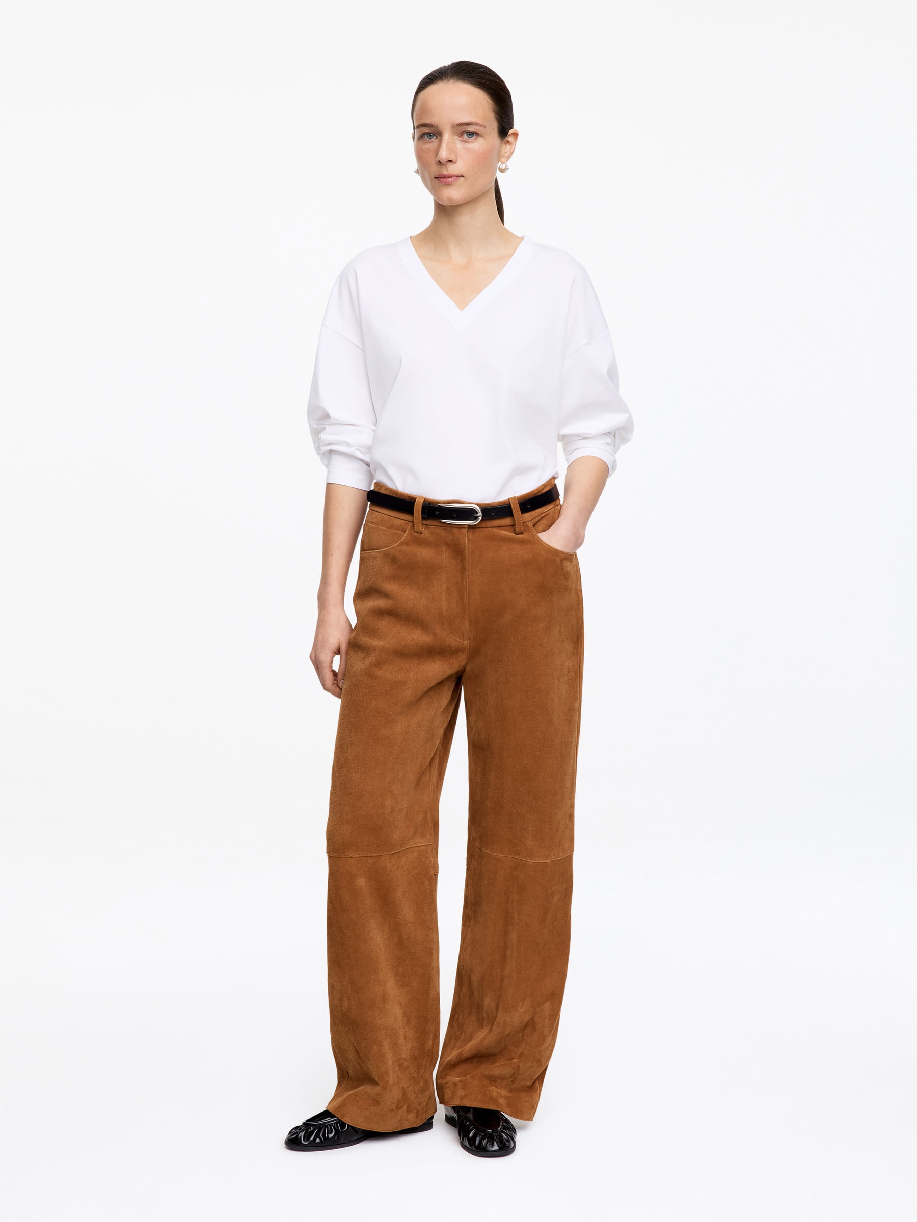 Relaxed Suede Trousers &amp;ndash; Earthy Brown &amp;ndash; Women &amp;ndash; Arket Gb